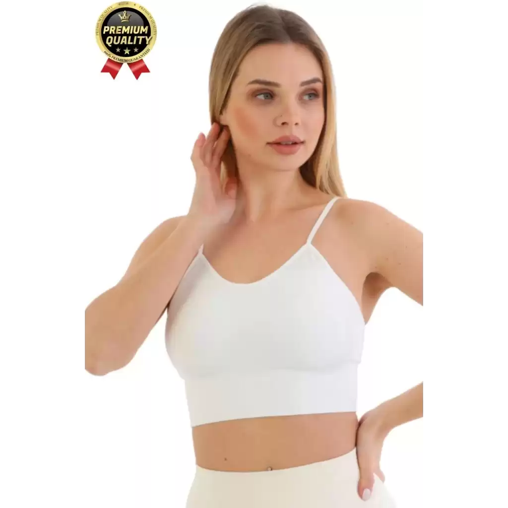 Göğüs Toparlayıcı Sarkma Önleyen Gündelik Spor Kullanım İnce İp Askılı Pedli Çizgili Crop Büstiyer