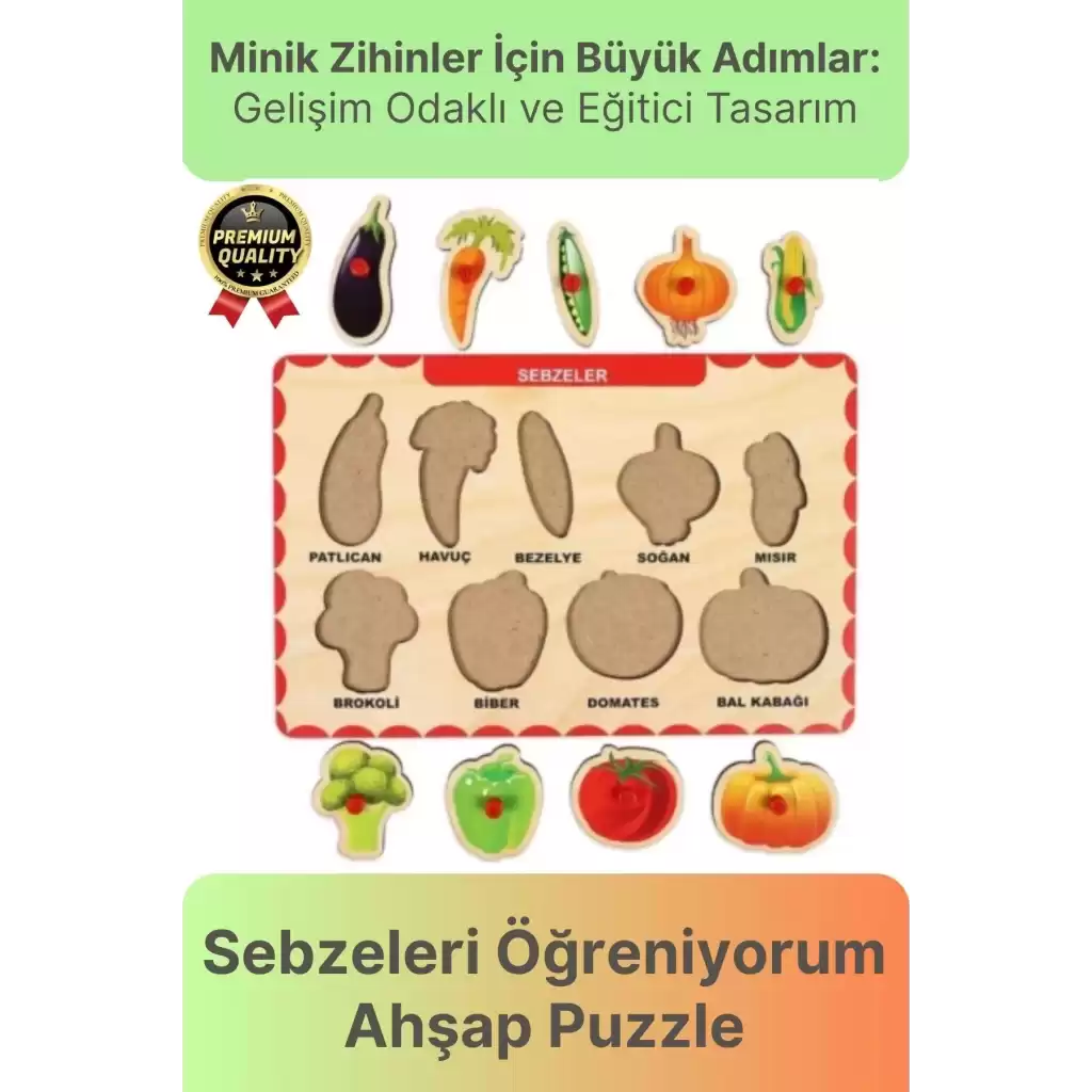 Yeni Seri Çocuk Ebeveyn Eğlenceli Eğitici Öğrenme Destekli Sebzeler Yapboz Ahşap Tutmalı Puzzle