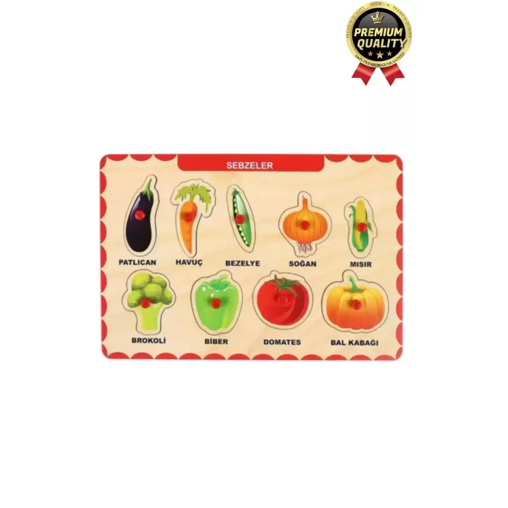 Yeni Seri Çocuk Ebeveyn Eğlenceli Eğitici Öğrenme Destekli Sebzeler Yapboz Ahşap Tutmalı Puzzle