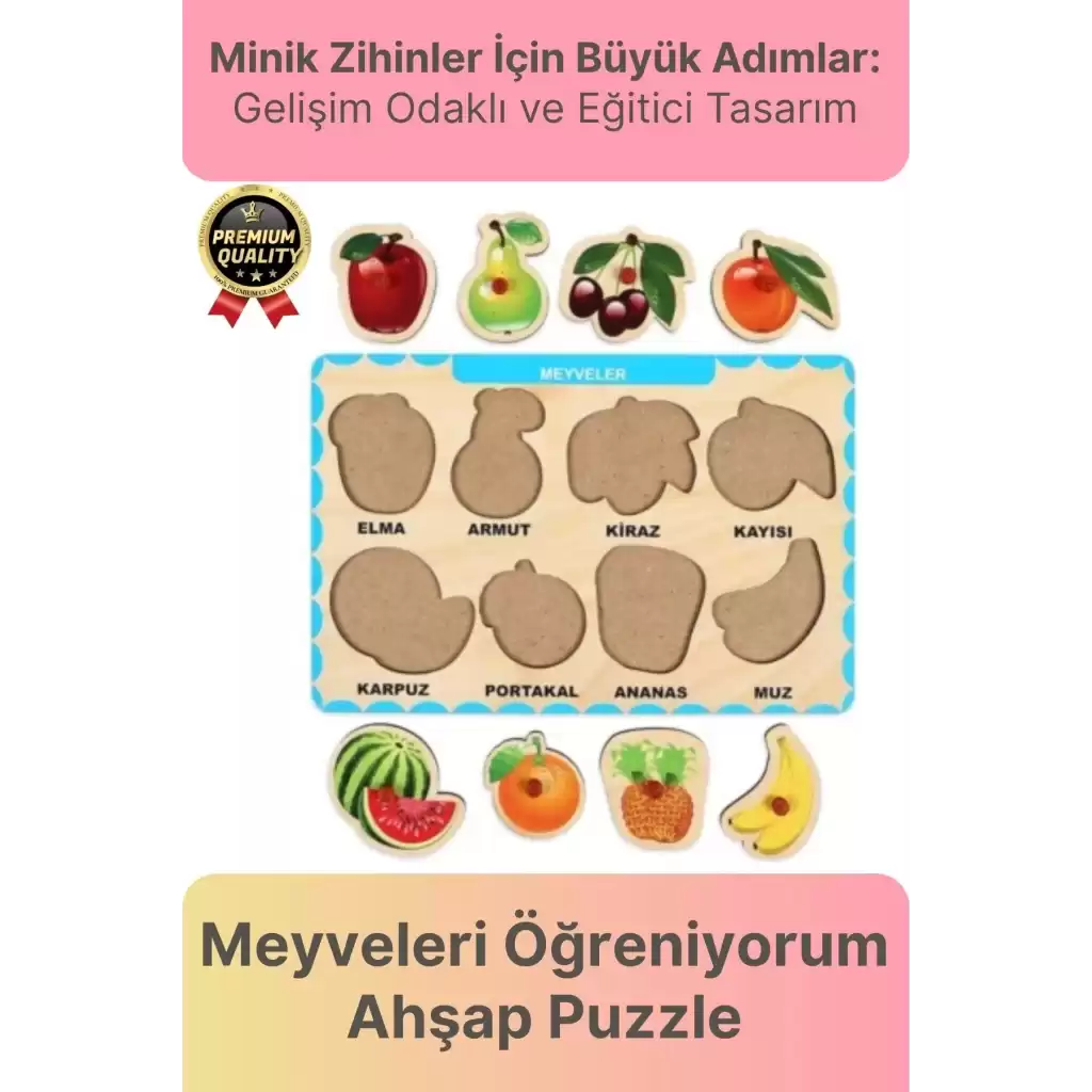 Yeni Seri Çocuk Ebeveyn Eğlenceli Eğitici Öğrenme Destekli Meyveler Yapboz Ahşap Tutmalı Puzzle