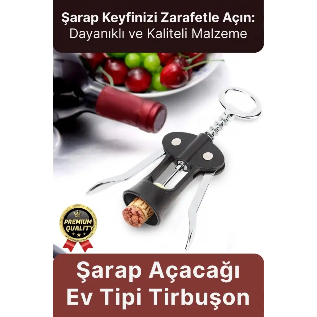 Özel Üretim Dayanıklı Şık Paslanmaz Kararmaz Çelik Şarap Şişe Mantar Kapak Açacağı Tirbuşon 18*7 Cm