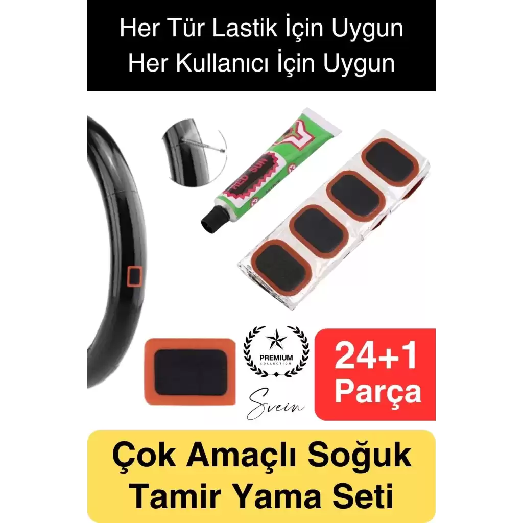 Ekstra Güçlü Araba Bisiklet Motosiklet Soğuk Yama Lastik Tamir Yaması Seti 24 Parça Kolay Pratik