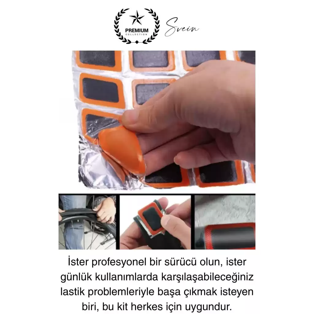Ekstra Güçlü 24 Parça Kolay Pratik Araba Bisiklet Motosiklet Soğuk Yama Lastik Tamir Yaması Seti