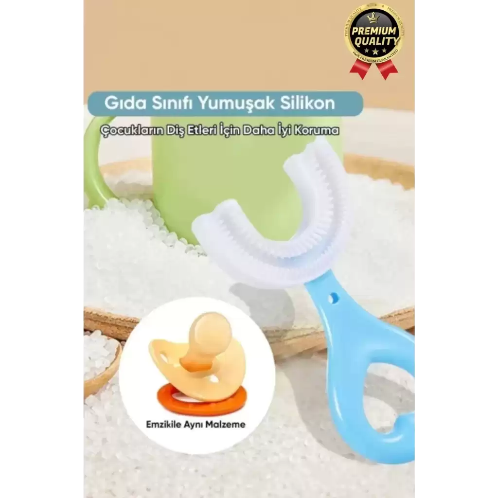 Yeni Nesil Pratik Silikon Yuvarlak U şeklinde Saplı 2-6 Yaş Yumuşak Pembe Bebek Çocuk Diş Fırçası