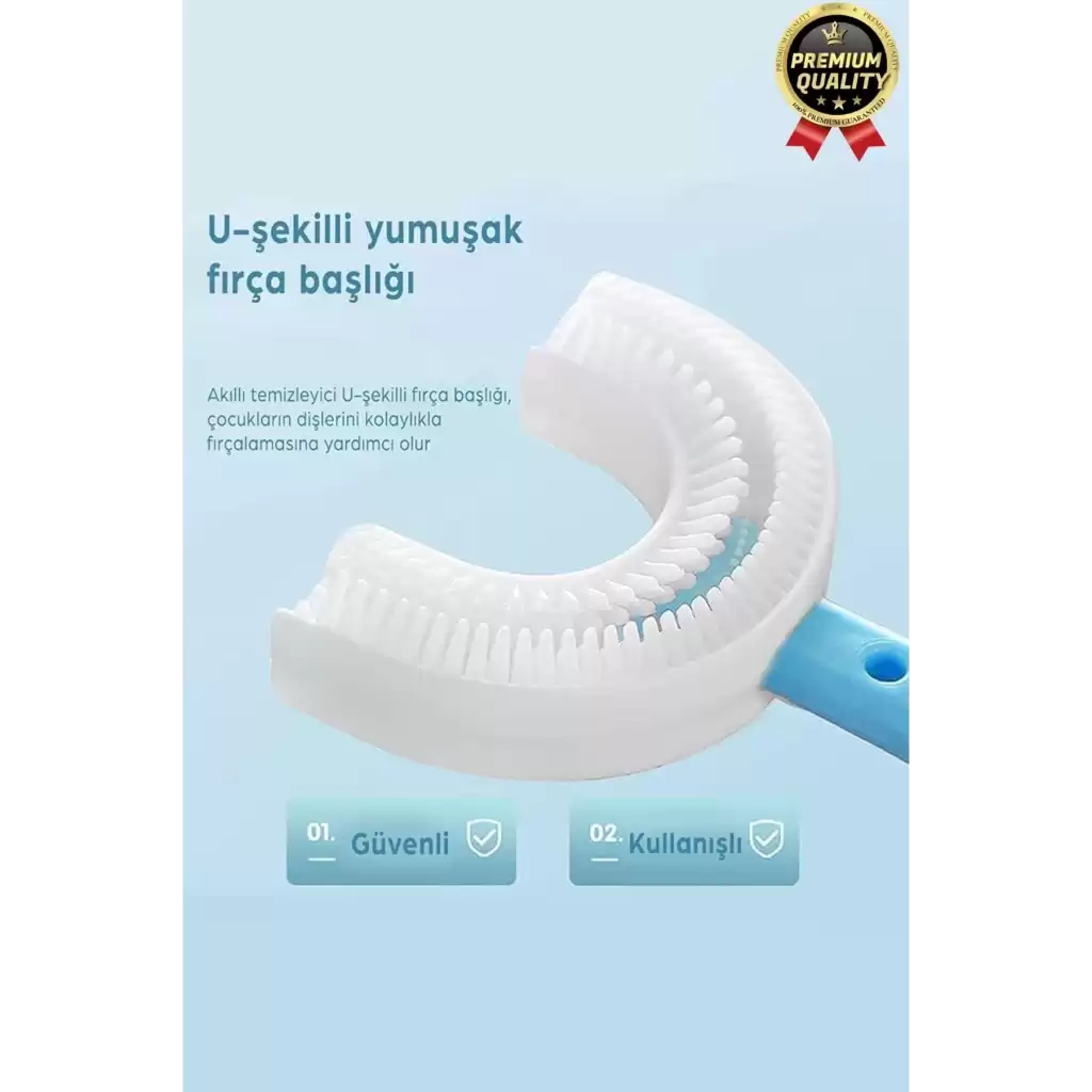 Yeni Nesil Pratik Silikon Yuvarlak U şeklinde Saplı 2-6 Yaş Yumuşak Pembe Bebek Çocuk Diş Fırçası