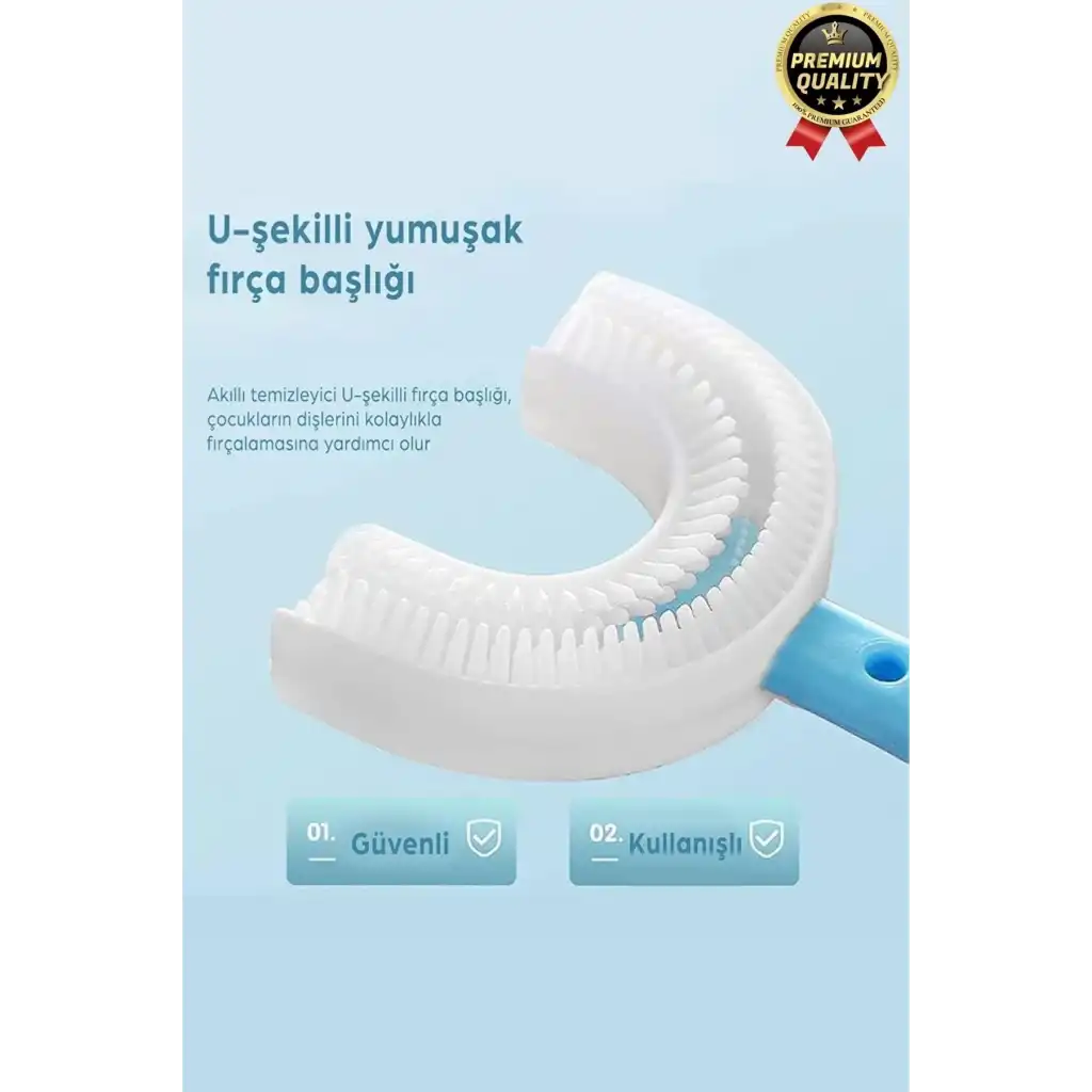 Yeni Nesil Pratik Silikon Yuvarlak U şeklinde Saplı 2-6 Yaş Yumuşak Mavi Bebek Çocuk Diş Fırçası