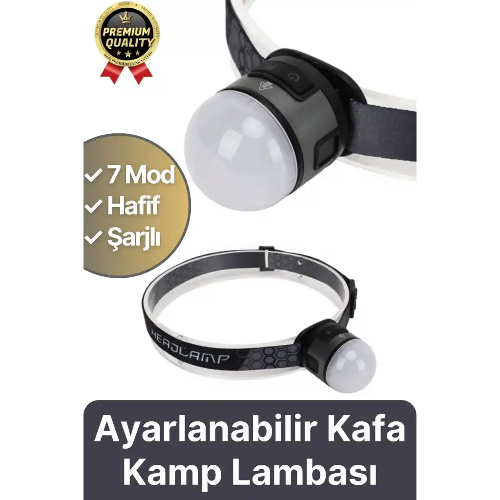 Özel Üretim Mıknatıs Sabitleme Oynar Başlıklı Esnek Lastik COB4 Led 7 Modlu Şarjlı Kafa Kamp Lambası