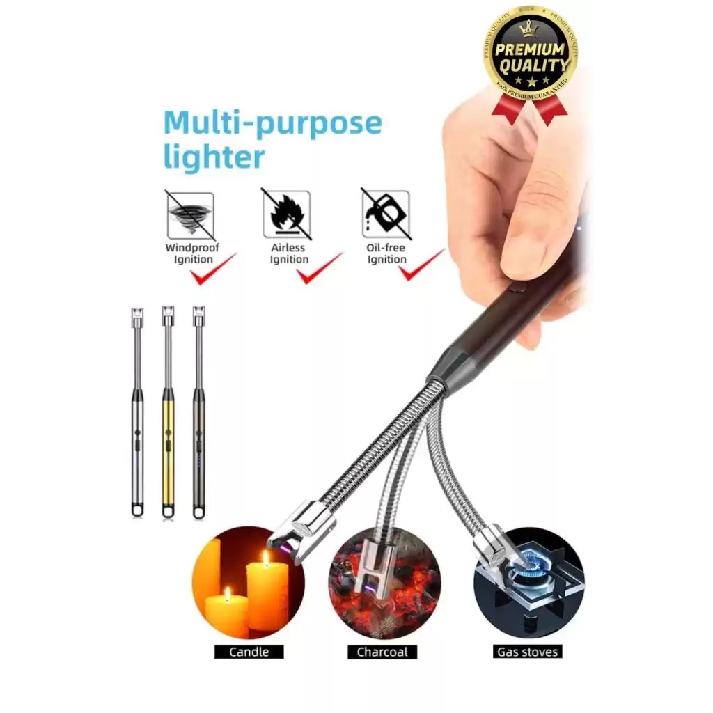 Özel Üretim Fonksiyonel USB Şarj Edilebilir Rüzgar Geçirmez Alevsiz Kamp Mum Metal Elektrikli Çakmak