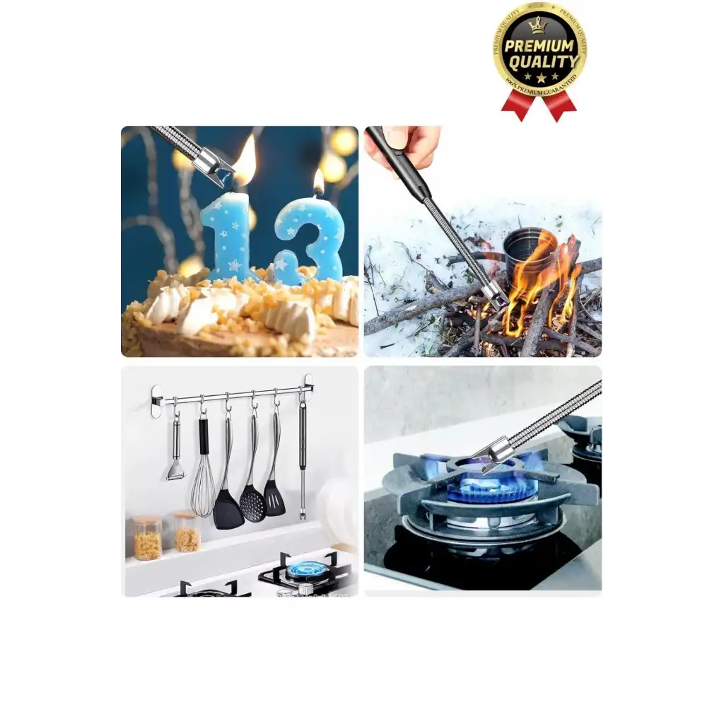 Özel Üretim Fonksiyonel USB Şarj Edilebilir Rüzgar Geçirmez Alevsiz Kamp Mum Metal Elektrikli Çakmak