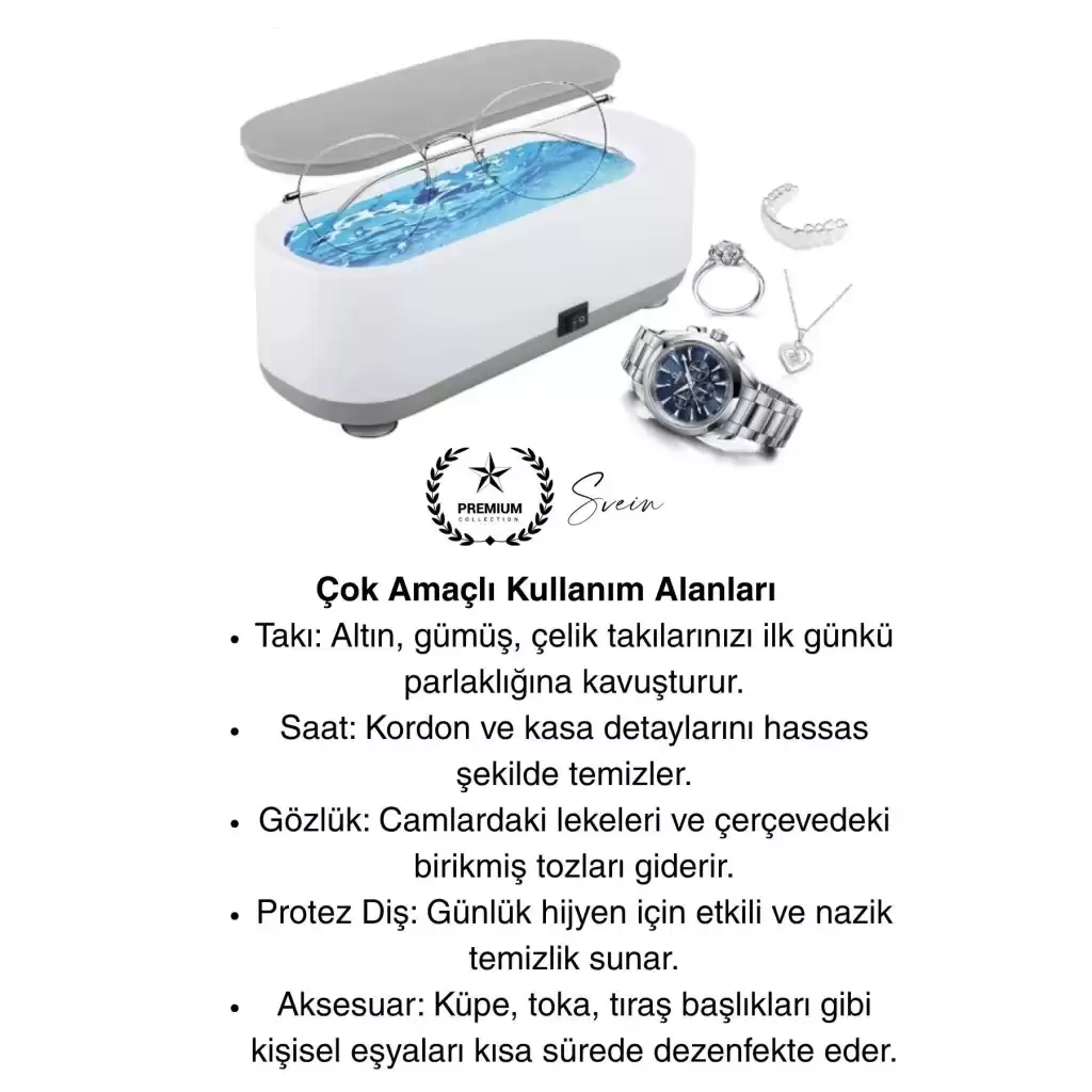 Ultrasonik Çok Fonksiyonlu Yüksek Titreşimli Yıkama Takı Saat Aksesuar Gözlük Temizleme Makinesi Usb