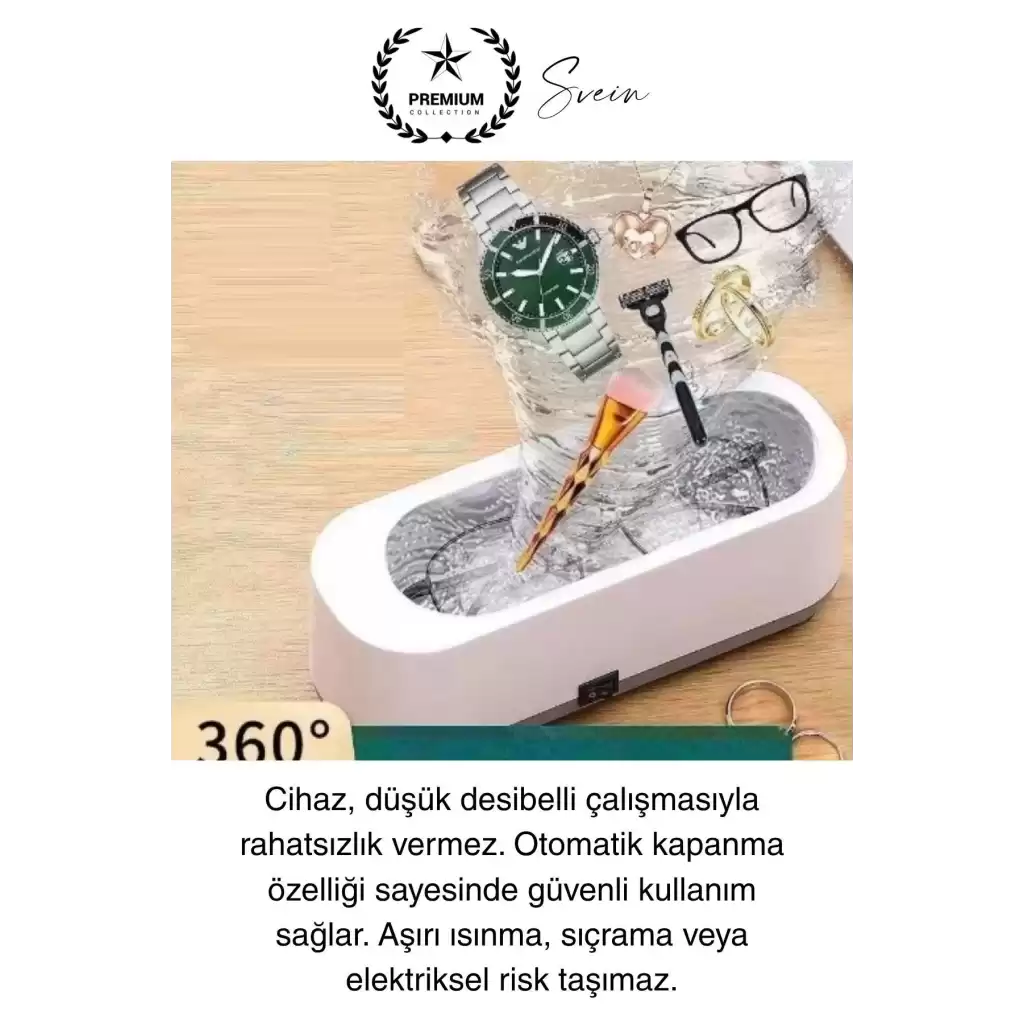Ultrasonik Çok Fonksiyonlu Yüksek Titreşimli Yıkama Takı Saat Aksesuar Gözlük Temizleme Makinesi Usb