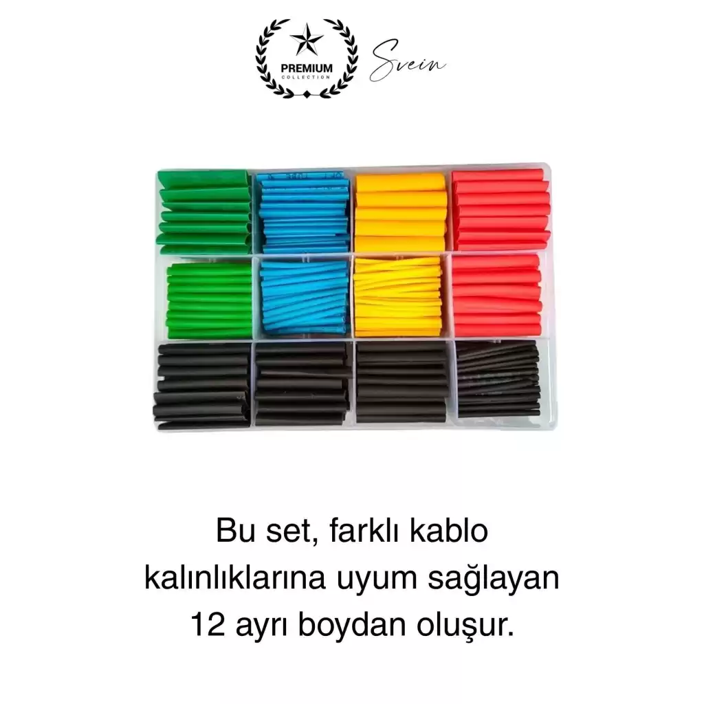 Premium Kutulu 12 Boy 530 Adet Set Renkli Isıyla Daralan Makaron Elektrik Kablosu Birleştirici Tamir