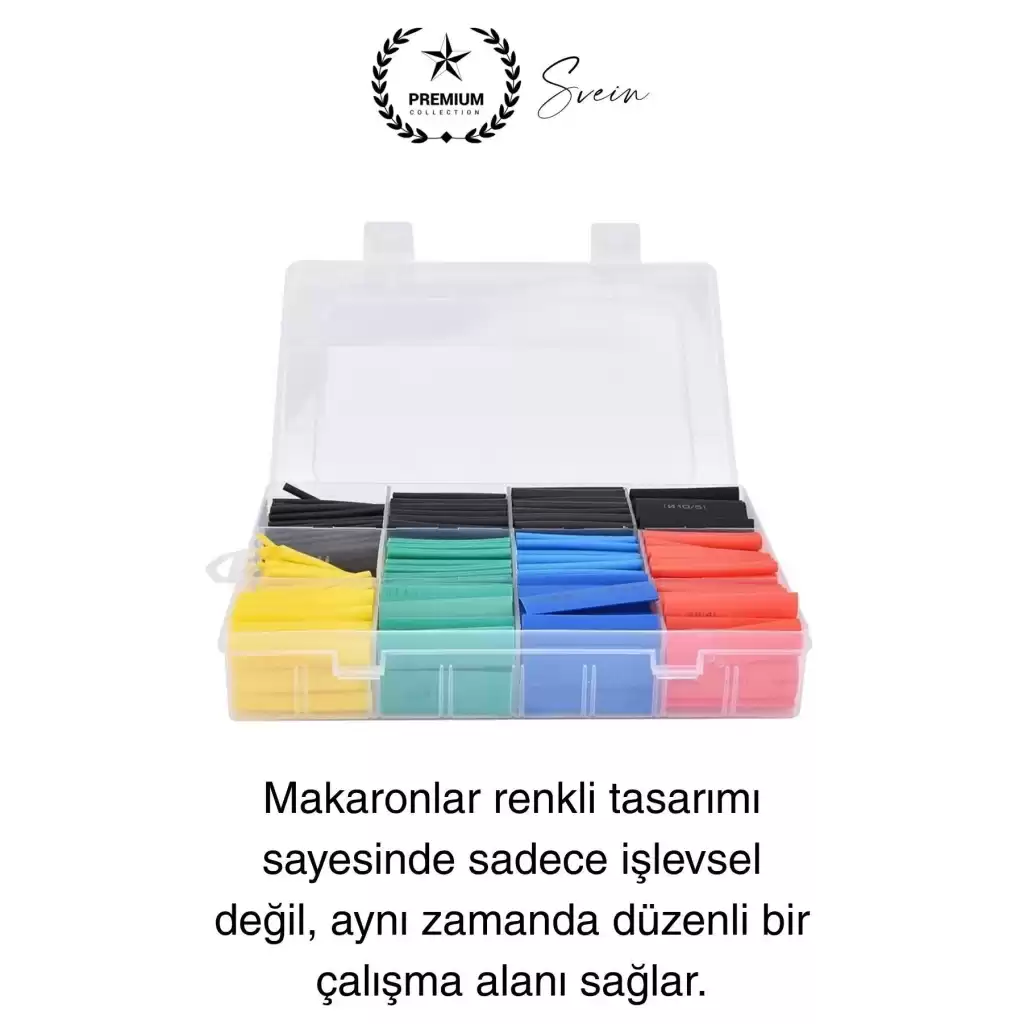 Premium Kutulu 12 Boy 530 Adet Set Renkli Isıyla Daralan Makaron Elektrik Kablosu Birleştirici Tamir