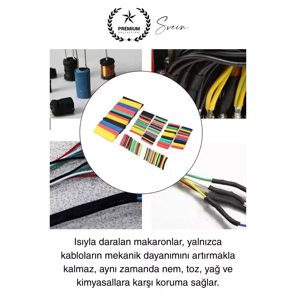 Premium Kutulu 12 Boy 530 Adet Set Renkli Isıyla Daralan Makaron Elektrik Kablosu Birleştirici Tamir