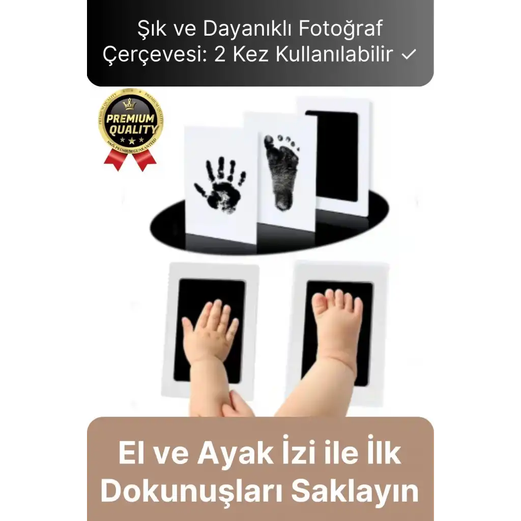 Özel Seri Mürekkepsiz 2 Kullanımlık Evcil Hayvan Bebek El Ayak İzi Fotoğraf Hatıra Çerçevesi Seti