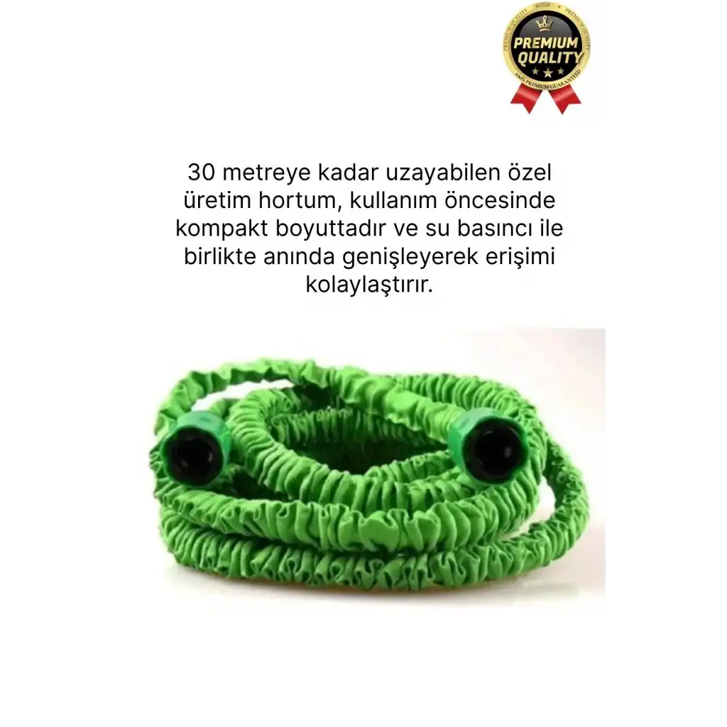 Çok Amaçlı Kırılmaz Dolaşmaz 7 Fonksiyonlu Bahçe Sulama Araç Yıkama Tabancalı Uzayan Hortum 30 Mt