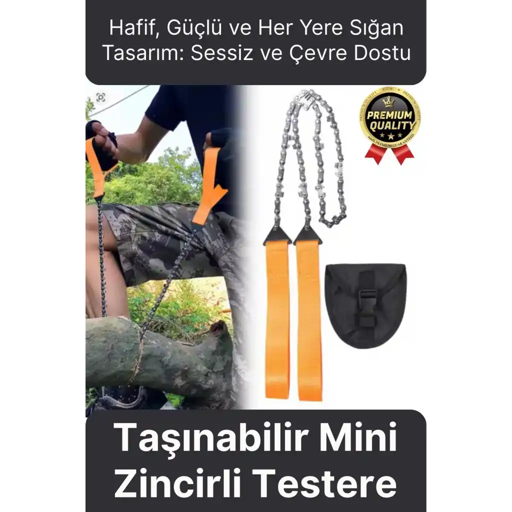 Çok Amaçlı Saplı Taşınabilir Güçlü Dayanıklı Ergonomik Hafif Çantalı Mini Manuel Zincirli Testere