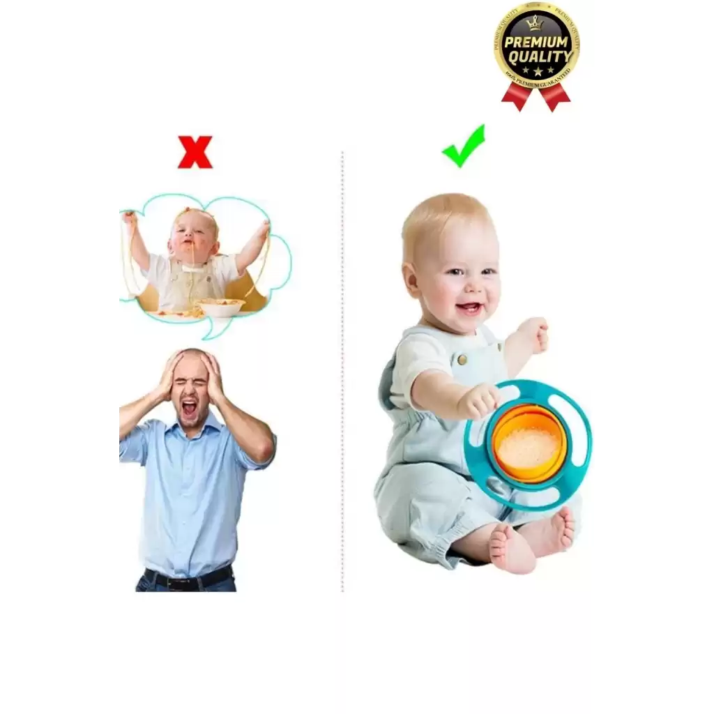 Özel Seri Kolay Temizlenir Dayanıklı Bpa İçermez 360 Derece Dönen Dökülmeyen Bebek Mama Kasesi