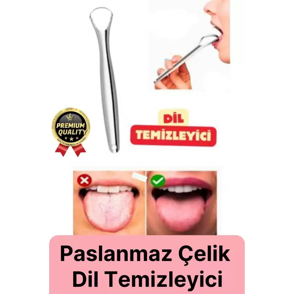 Özel Üretim Ferah Nefes Paslanmaz Çelik Standart Boy Sıyırıcı Aparat Dil Temizleyici Ağız Bakım