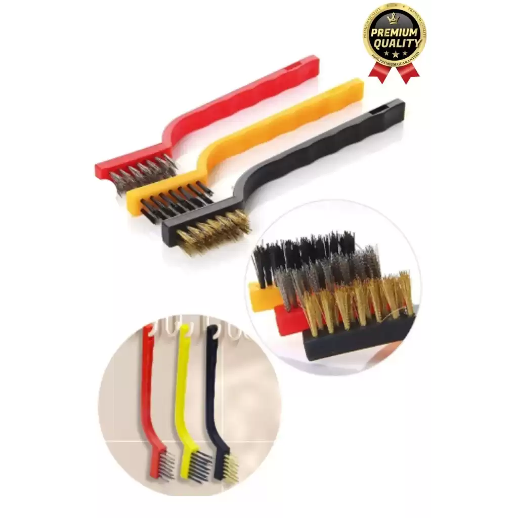 Çok Amaçlı Bakır Naylon Yağ Çıkarma Aspiratör Ocak Lavabo Fırın Detaylı Temizlik Tel Fırça 3 Parça