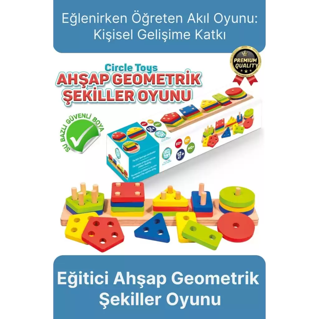 Özel Üretim Kişisel Gelişim Koordinasyon Çocuk Eğlenirken Öğreten Ahşap Geometrik Şekiller Oyunu