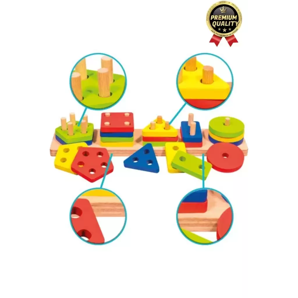Özel Üretim Kişisel Gelişim Koordinasyon Çocuk Eğlenirken Öğreten Ahşap Geometrik Şekiller Oyunu