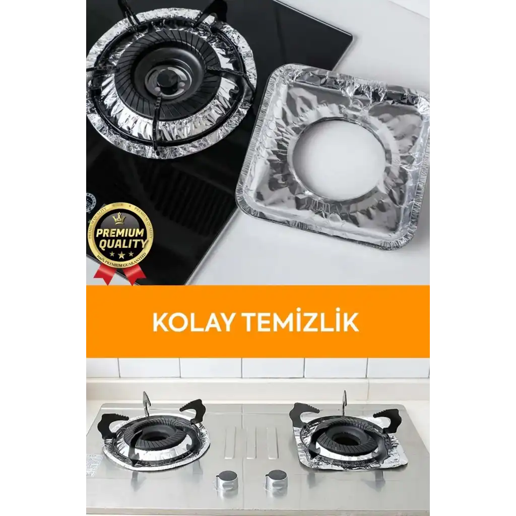Çok Amaçlı Pratik Leke Önleyici Isıya Dayanıklı Yıkanabilir Alüminyum Ocak Koruyucu Folyo - 10 Adet
