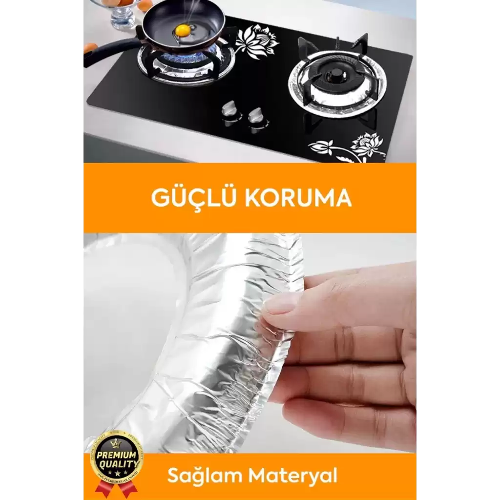 Çok Amaçlı Pratik Leke Önleyici Isıya Dayanıklı Yıkanabilir Alüminyum Ocak Koruyucu Folyo - 10 Adet