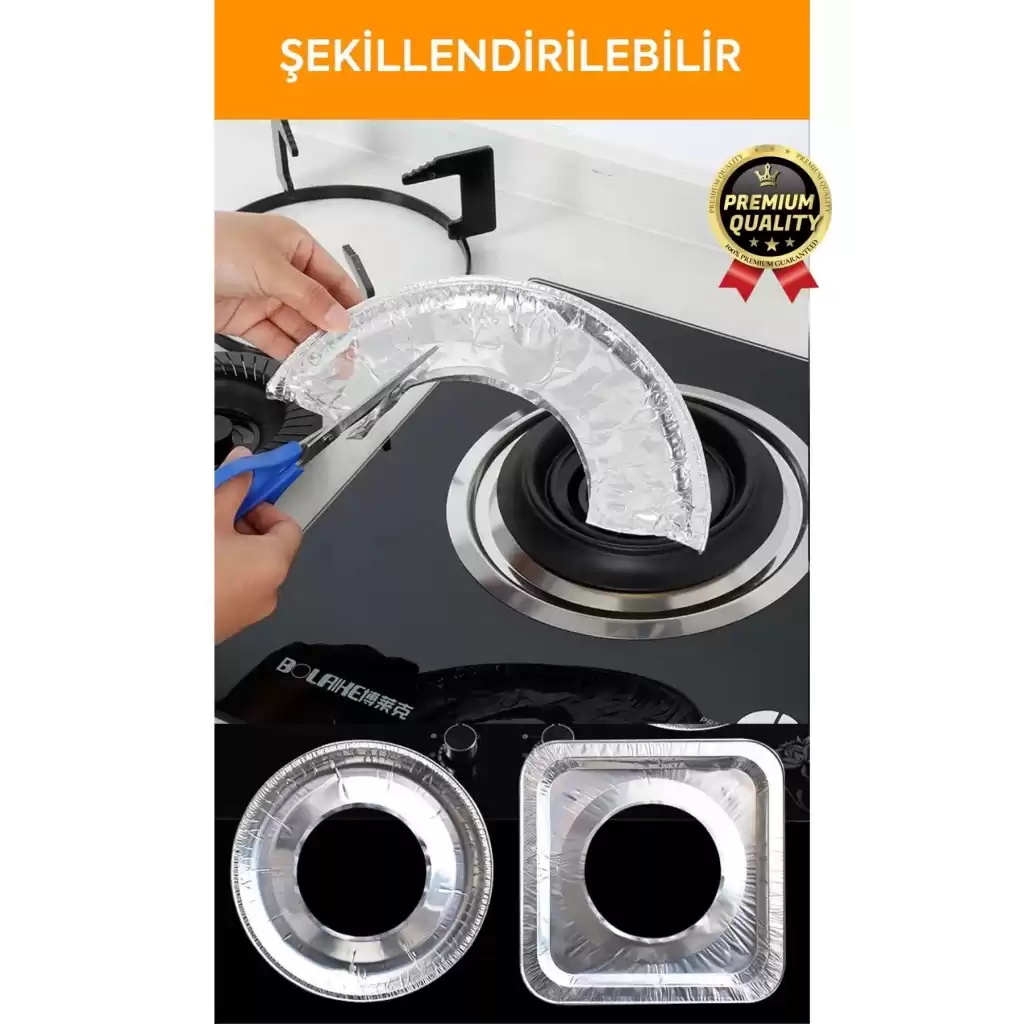 Çok Amaçlı Pratik Leke Önleyici Isıya Dayanıklı Yıkanabilir Alüminyum Ocak Koruyucu Folyo - 10 Adet