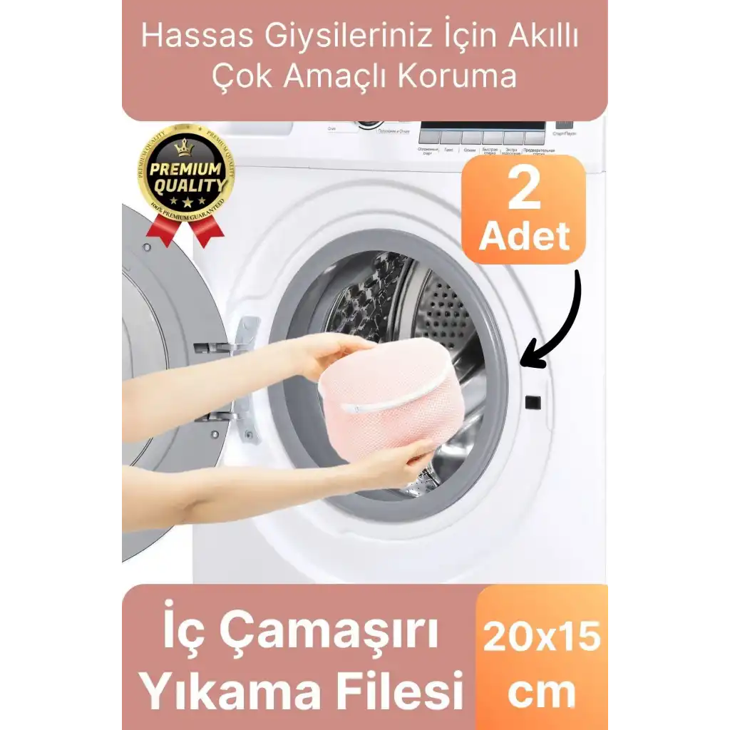 Çok Amaçlı Dayanıklı Fermuarlı Kumaş Sütyen İç Çamaşırı Yıkama Filesi Torbası Seti 2 Adet 20x15cm