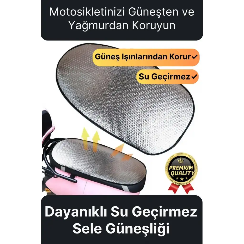 Özel Üretim Alüminyum Koltuk Kılıfı Dayanıklı Lastikli Su Geçirmez Motor Sele Güneşliği 60 cm x35 cm