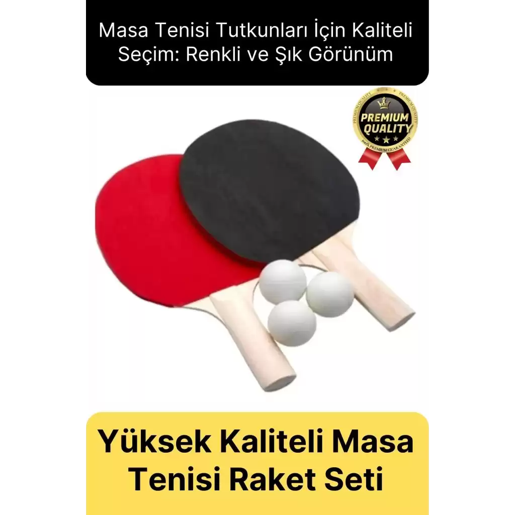 Özel Seri Yüksek Kaliteli Eğlence Oyun Renkli 2 Adet Raket 3 Pinpon Topu Masa Tenisi Raket Seti
