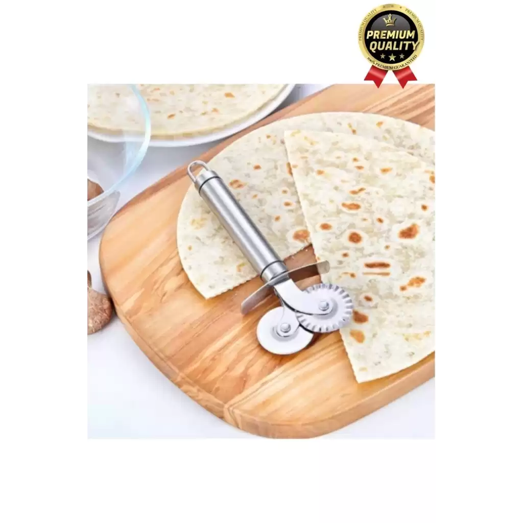 Premium Seri Paslanmaz Çelik Keskin Şekillendirici Kesici Çift Başlıklı Pizza Mantı Hamur Bıçağı