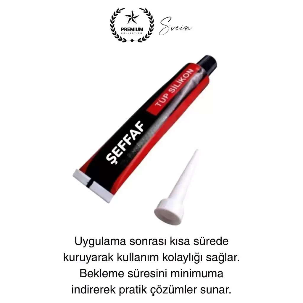 Premium 40 gr Üniversal Sızdırmaz Şeffaf Tüp Silikon Mutfak Banyo Küvet Kenarı Elastik İzolasyon