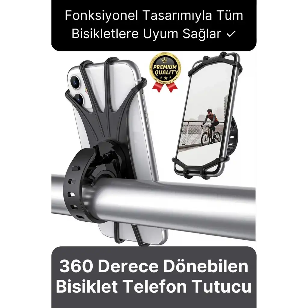 Premium Sök Çıkar 360 Derece Dönebilen Ayarlanabilir Bisiklet Motosiklet Scooter Telefon Tutucu