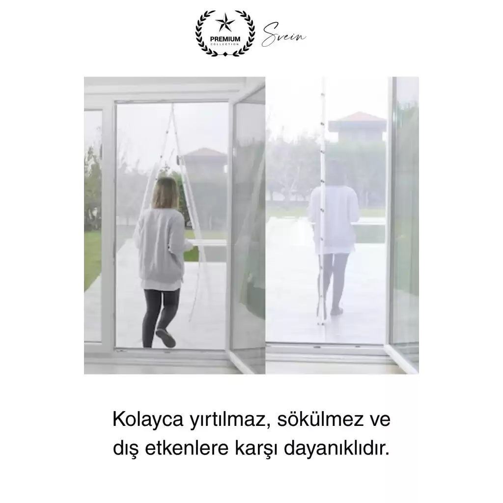 Dayanıklı Mıknatıslı Kapı Sinekliği 60x210 cm Tül Haşere Böcek Sivrisinek Geçirmez Manyetik Beyaz