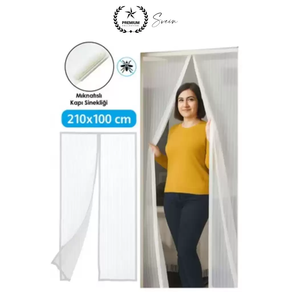 Dayanıklı Mıknatıslı Kapı Sinekliği 60x210 cm Tül Haşere Böcek Sivrisinek Geçirmez Manyetik Beyaz