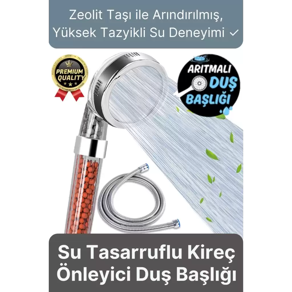 Özel Üretim Zeolid Taşlı Yüksek Emisyon Güçlü Su Tasarruflu Tazyikli Kireç Önleyici Duş Başlığı