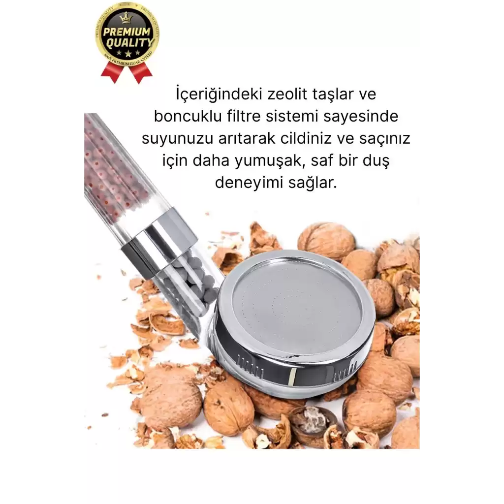 Özel Üretim Zeolid Taşlı Yüksek Emisyon Güçlü Su Tasarruflu Tazyikli Kireç Önleyici Duş Başlığı