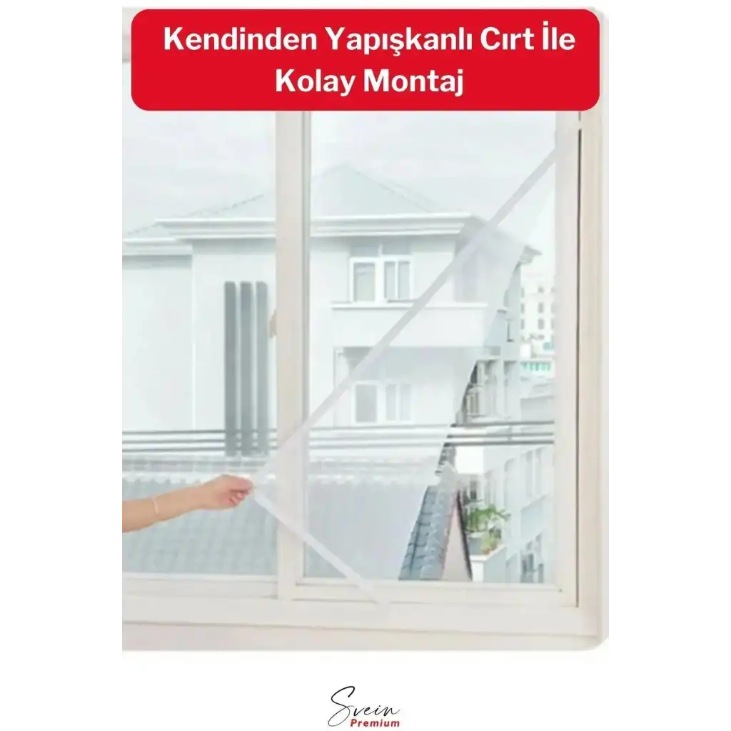 Ayarlanabilir Pratik Pencere Cam Kapı Sineklik Cırt Bantlı Hazır Yapışkanlı 0,75 cmx1,25 cm - 4 mt