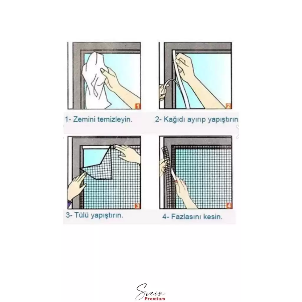 Ayarlanabilir Pratik Pencere Cam Kapı Sineklik Cırt Bantlı Hazır Yapışkanlı 0,75 cmx1,25 cm - 4 mt
