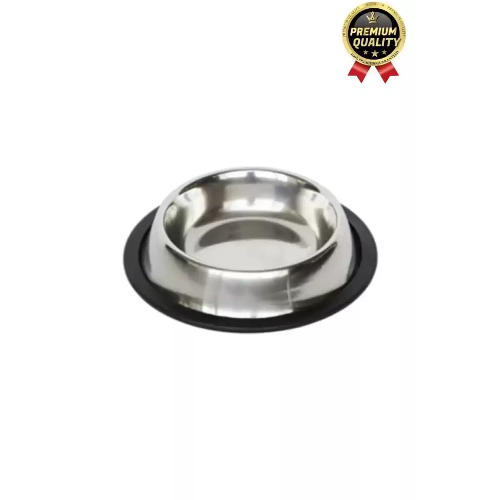 Premium Uzun Ömürlü Sağlam Kaymaz Kauçuk Taban Paslanmaz Çelik Metal Kedi Köpek Mama Su Kabı 26 Cm
