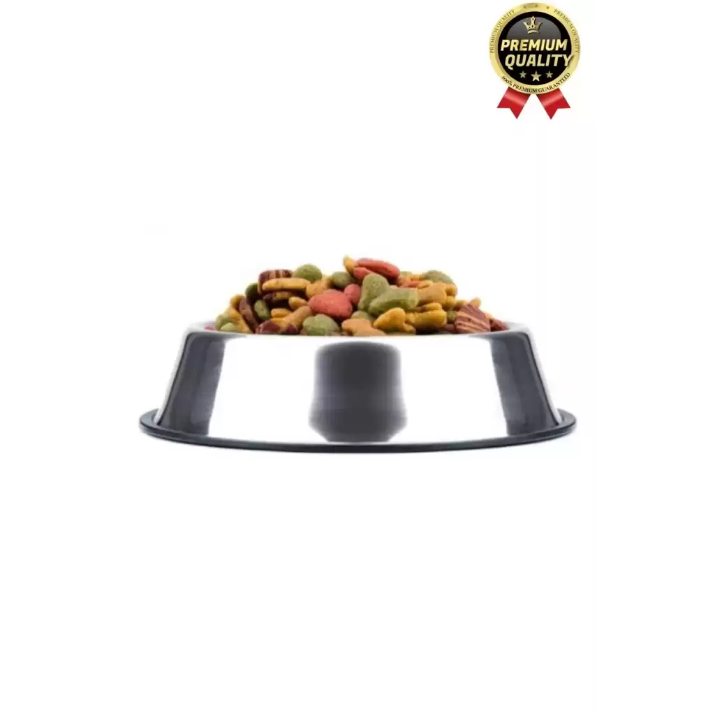 Premium Uzun Ömürlü Sağlam Kaymaz Kauçuk Taban Paslanmaz Çelik Metal Kedi Köpek Mama Su Kabı 34 cm