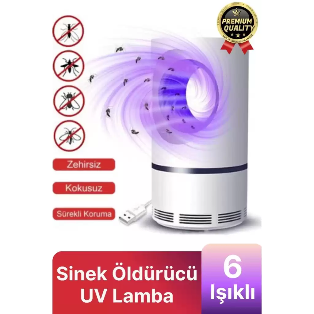 Premium Kimyasalsız Sessiz Şarjlı Uv 6 Işıklı Elektrikli Haşere Böcek Sinek Kovucu Öldürücü Lamba