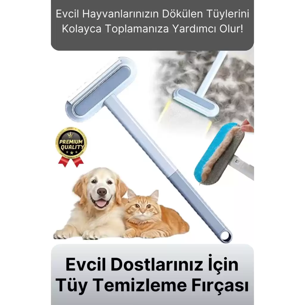 Çok Amaçlı Çift Taraflı Uzun Saplı Koltuk Halı Hijyeni Kedi Köpek Evcil Hayvan Tüy Temizleme Fırçası