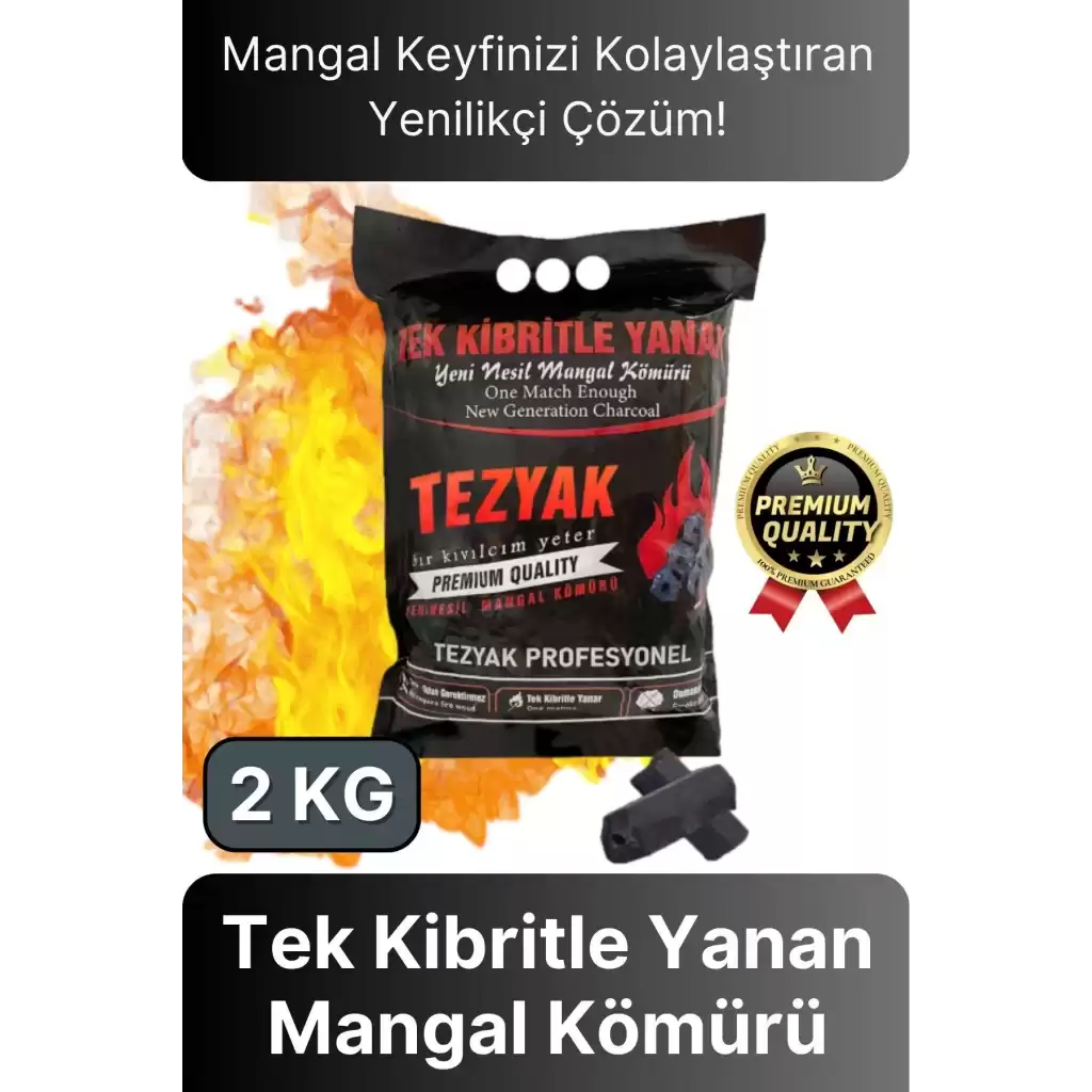 Özel Üretim Pratik Kullanımlı Piknik Odun Çıra Gerektirmeyen Tek Kibritle Yanan Mangal Kömürü 2 KG