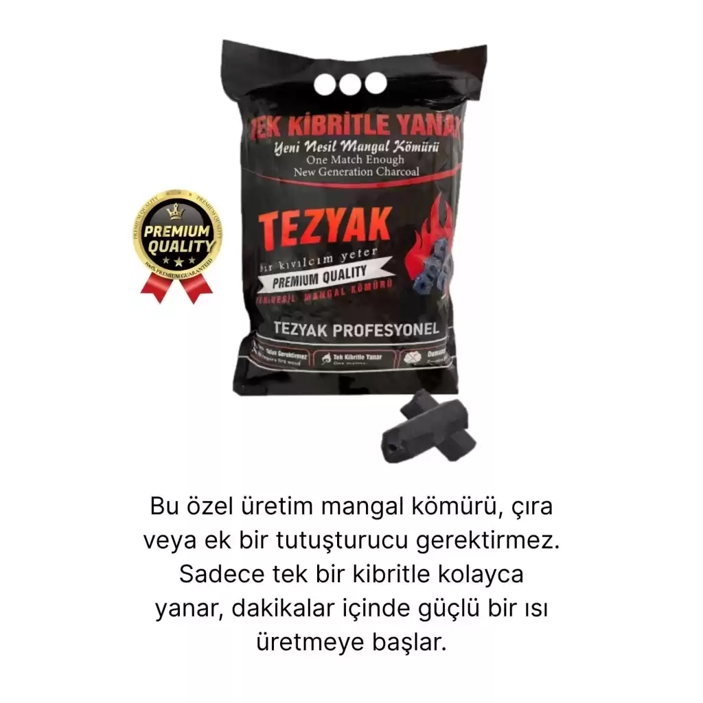Özel Üretim Pratik Kullanımlı Piknik Odun Çıra Gerektirmeyen Tek Kibritle Yanan Mangal Kömürü 2 KG