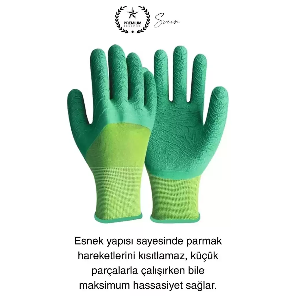 Kaymaz Dayanıklı Pütürlü Montaj İş Eldiveni Camcı Yarı Kaplama Güvenli Sağlam Lastikli Rahat Esnek
