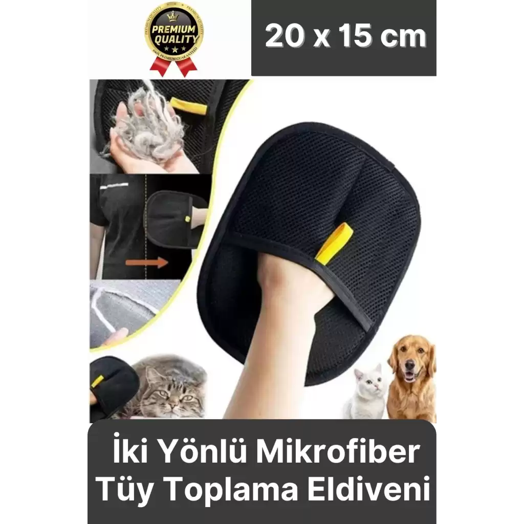 Yeniden Kullanılabilir İki Yönlü Mikrofiber Kedi Köpek Evcil Hayvan Tüy Toplama Eldiveni 20 x 15 cm