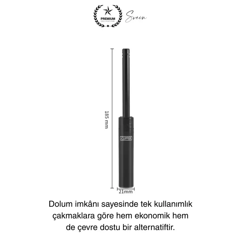 Premium 18 cm Basmalı Uzun Mutfak Çakmağı Gazlı Doldurulabilir Mum Mangal Kamp İçin Normal Alev